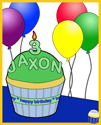 Jaxon Thomas's 3rd Birthday Cupcake