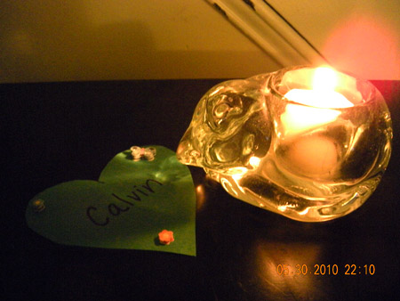 Calvin's candle from Maggie at Butterflies for Alexandra