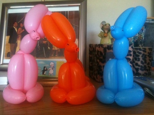 Three balloon bunnies